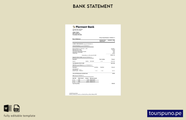listo para imprimir plantilla de word   extracto bancario de Piermont de Nueva Y
